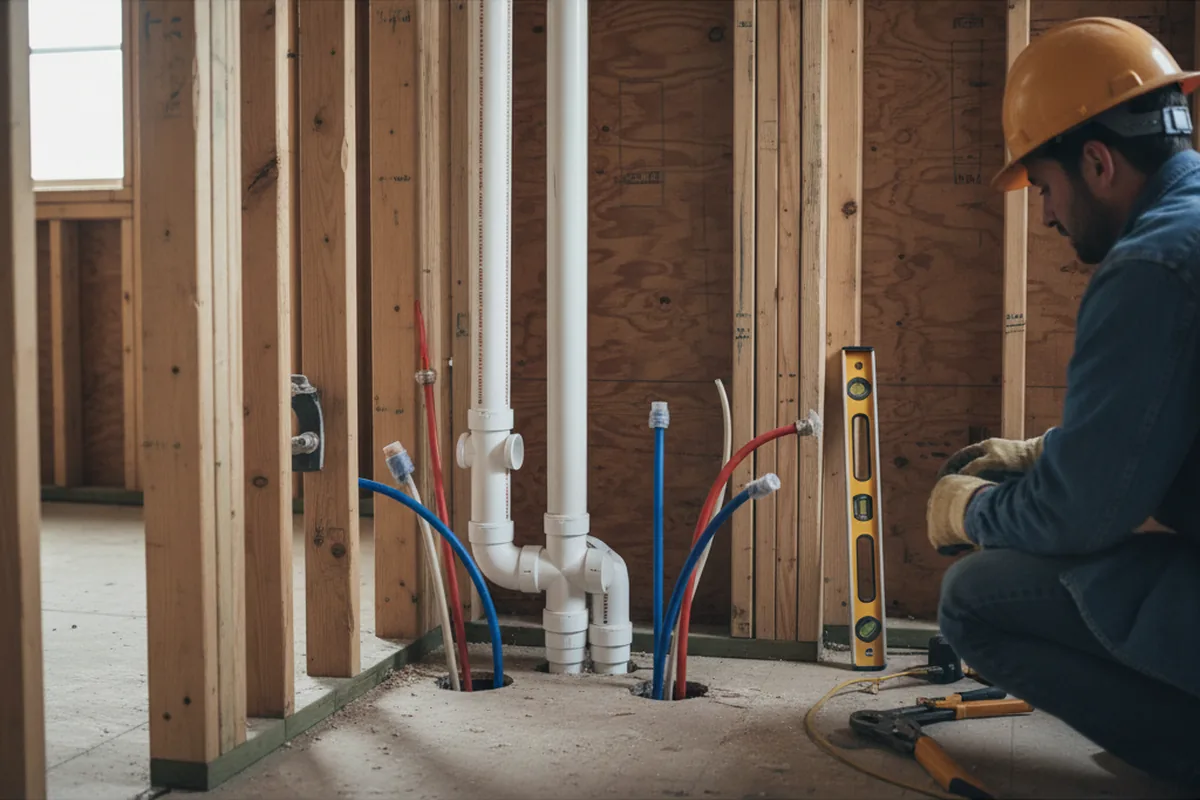 Drain and supply rough-in during Drain Cleaning in Marlborough