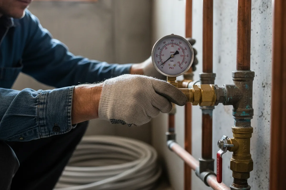 Pressure testing a repaired line during Water Line Repair in Marlborough